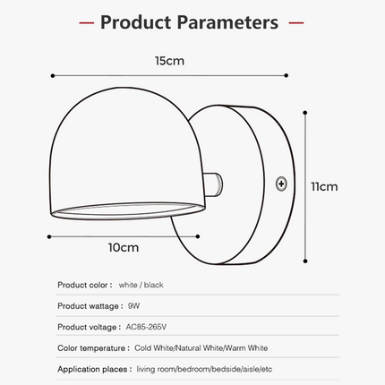 Applique murale LED avec variateur tactile rotatif 350° et prise intégrée — LZ4X9P