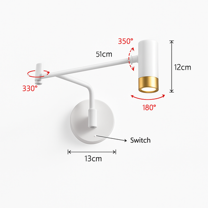 Applique murale LED à bras long pivotant avec capteur tactile — LZ4X9Q2
