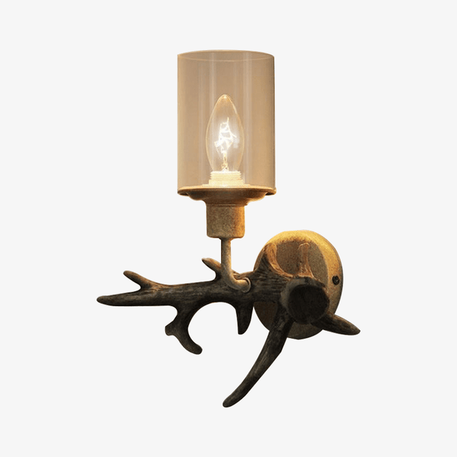 Applique murale LED en bois avec abat-jour en verre et cornes de cerf — LZ4X9P2