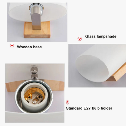 Applique murale LED en bois massif et verre style nordique — LZ4X9T2