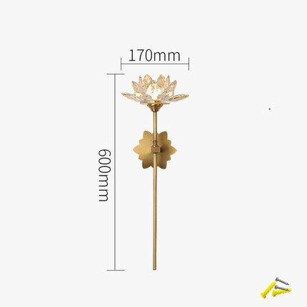 Applique murale LED luxe en cristal motif lotus chinois — LZ4Q8N2