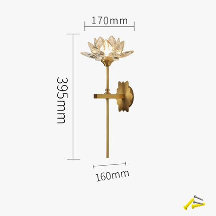 Applique murale LED luxe en cristal motif lotus chinois — LZ4Q8N2