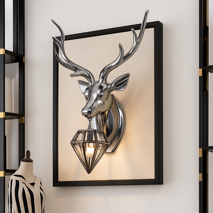 Applique murale LED design cerf en doré ou argenté — LZ4X9Q2