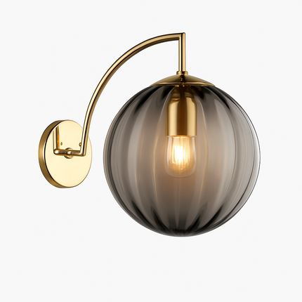 Applique murale LED dorée avec globe en verre fumé — LZ4X9T2