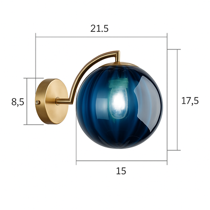 Applique murale LED dorée avec globe en verre fumé — LZ4X9T2