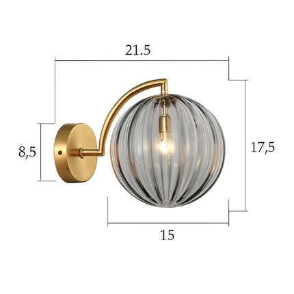 Applique murale LED dorée avec globe en verre fumé — LZ4X9T2
