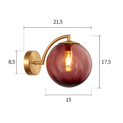 Applique murale LED dorée avec globe en verre fumé — LZ4X9T2