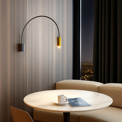 Applique murale LED design en arc doré pour intérieur élégant — LZ4X9B2