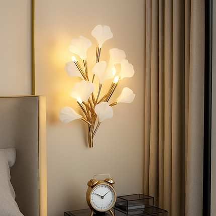 Applique murale LED en céramique à motif floral romantique et feuilles — LZ4XJ9