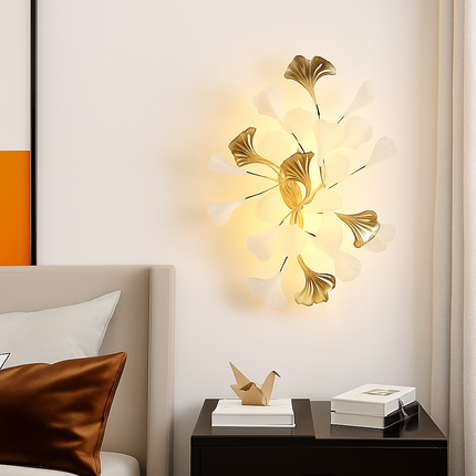 Applique murale LED en céramique à motif floral romantique et feuilles — LZ4XJ9