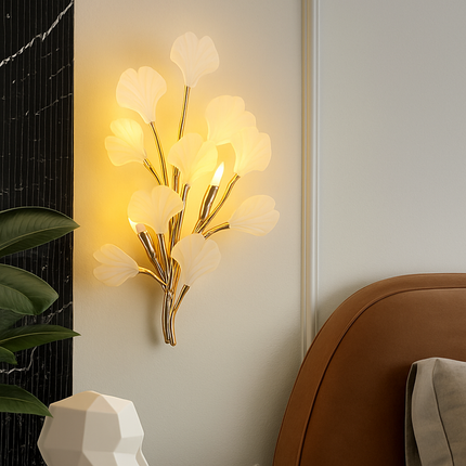 Applique murale LED en céramique à motif floral romantique et feuilles — LZ4XJ9