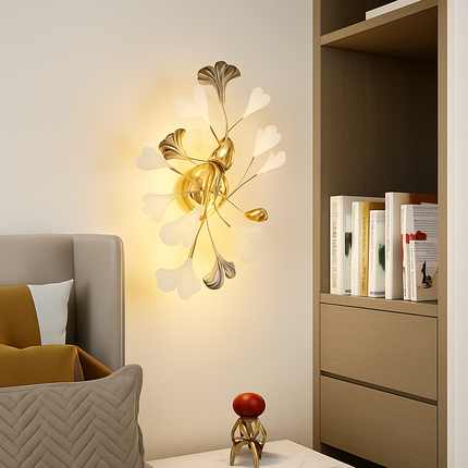 Applique murale LED en céramique à motif floral romantique et feuilles — LZ4XJ9