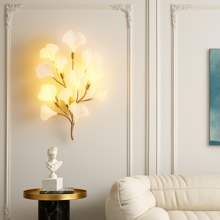 Applique murale LED en céramique à motif floral romantique et feuilles — LZ4XJ9