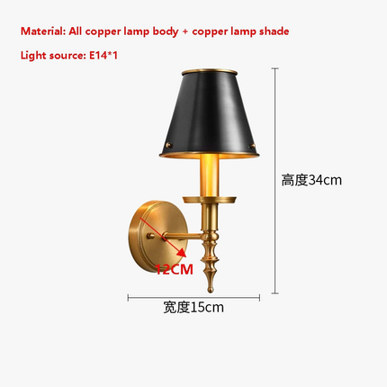 Applique murale LED en laiton avec abat-jour noir décoratif — LZ4P9XQ