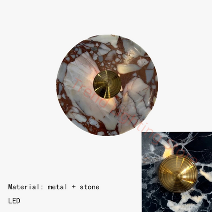 Applique murale en marbre naturel et métal doré avec éclairage LED 3000K — LZ4G7XQ