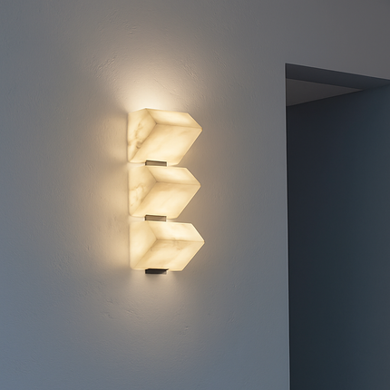 Applique murale LED en marbre naturel et métal noir au design artistique — LZ4X9P