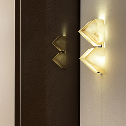 Applique murale LED en marbre naturel et métal noir au design artistique — LZ4X9P
