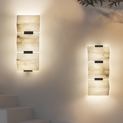 Applique murale LED en marbre naturel et métal noir au design artistique — LZ4X9P