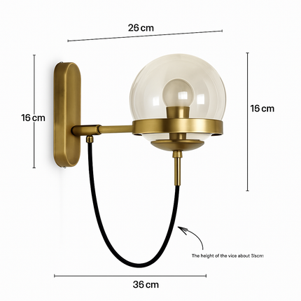 Applique murale LED en métal avec globe en verre — LZ4X9P2