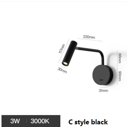 Applique murale LED rotative au design minimaliste pour éclairage ajustable — LZ4X9T2