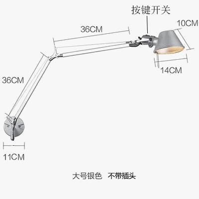 Applique murale LED à bras long pliable et réglable pour lecture — LZ4X9T