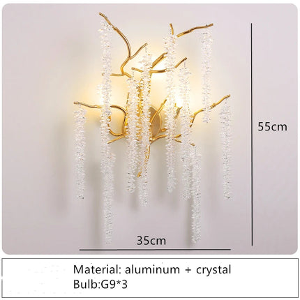 applique murale led moderne en cristal branches de fleurs design art déco