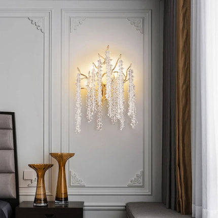 Applique murale LED art déco en cristal et aluminium doré — LZ4X9P2