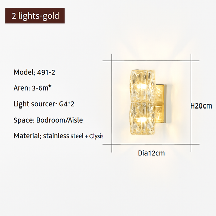 Applique murale LED décorative en cristal K9 moderne de luxe — LZ4X9T2