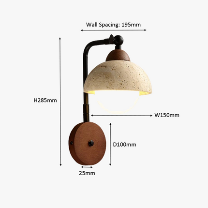 Applique murale LED demi-cercle en travertin au design moderne — LZ4X9P2