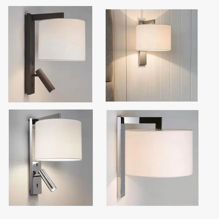 Applique murale LED nordique en fer et tissu rotative sans fil — LZ4X9T