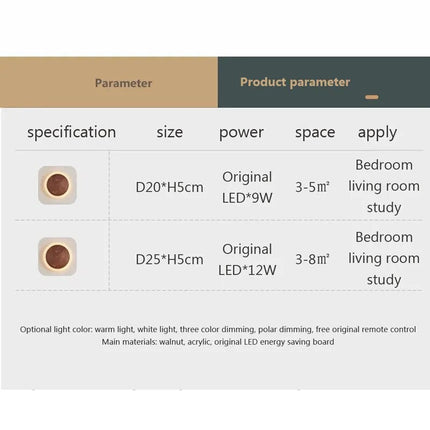 Applique murale LED en noyer style nordique — LZ4X9B