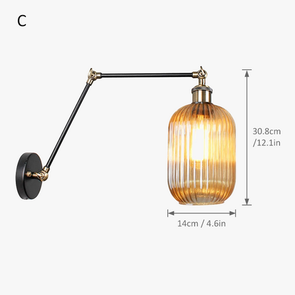 Applique murale LED nordique en verre avec longue perche et interrupteur — LZ4X9QJ
