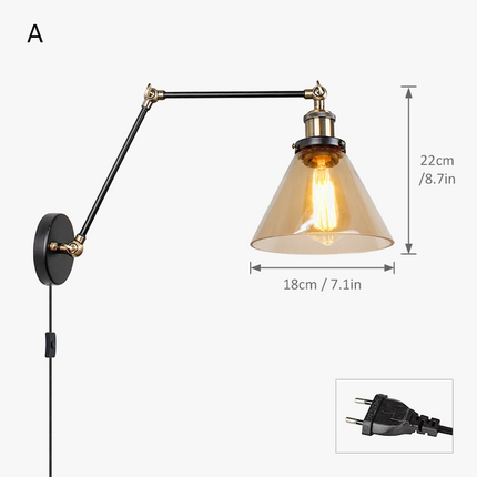 Applique murale LED nordique en verre avec longue perche et interrupteur — LZ4X9QJ