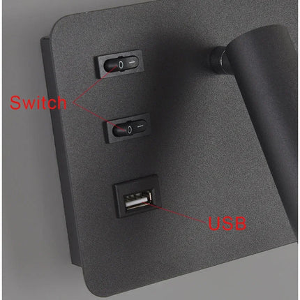 Applique murale LED nordique moderne avec interrupteur USB pour hôtel — LZ4X9P2