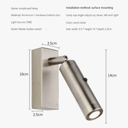Applique murale LED nordique rotative avec interrupteur pour hôtel — LZ4X9P2