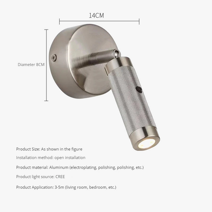 Applique murale LED nordique rotative avec interrupteur pour hôtel — LZ4X9P2