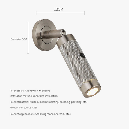 Applique murale LED nordique rotative avec interrupteur pour hôtel — LZ4X9P2