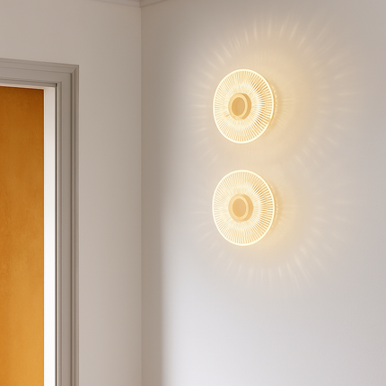 Applique murale LED ronde en acrylique et laiton doré avec 3 intensités — LZ4P9XJ