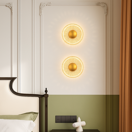 Applique murale LED ronde en acrylique et laiton doré avec 3 intensités — LZ4P9XJ