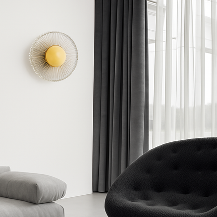 Applique murale LED ronde en acrylique et laiton doré avec 3 intensités — LZ4P9XJ