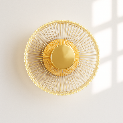 Applique murale LED ronde en acrylique et laiton doré avec 3 intensités — LZ4P9XJ