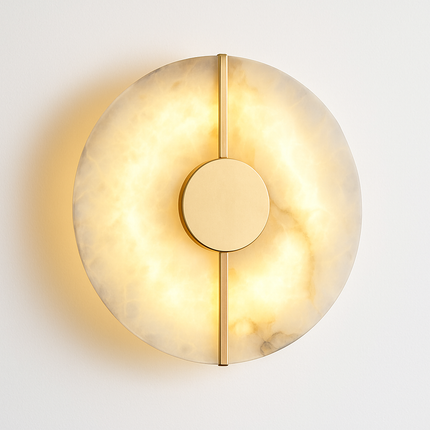 Applique murale LED ronde en marbre avec finition cuivre doré — LZ4X9T2