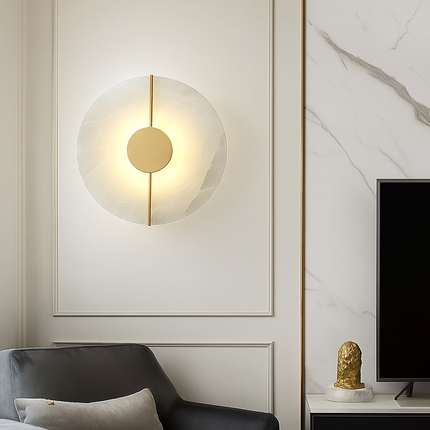 Applique murale LED ronde en marbre avec finition cuivre doré — LZ4X9T2