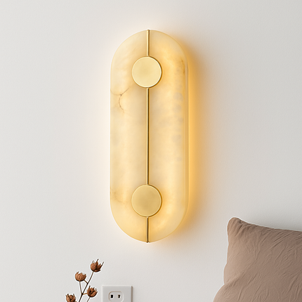 Applique murale LED ronde en marbre avec finition cuivre doré — LZ4X9T2
