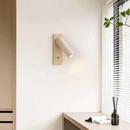 Applique murale LED rotative en noyer style wabi-sabi pour lecture — LZ4X9T1