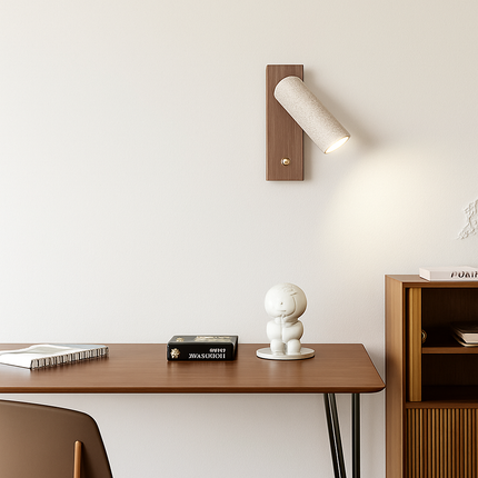 Applique murale LED rotative en noyer style wabi-sabi pour lecture — LZ4X9T1