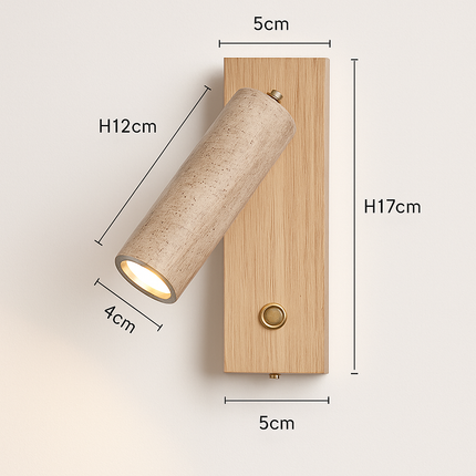 Applique murale LED rotative en noyer style wabi-sabi pour lecture — LZ4X9T1