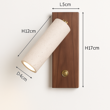 Applique murale LED rotative en noyer style wabi-sabi pour lecture — LZ4X9T1