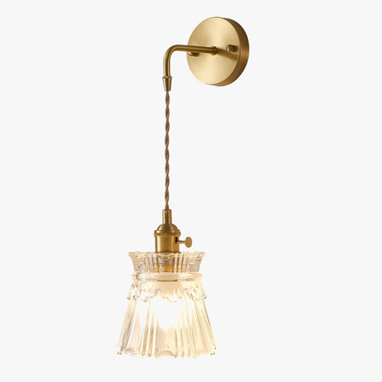 Applique murale LED scandinave en verre et laiton avec interrupteur à batterie — LZ4X9JQ