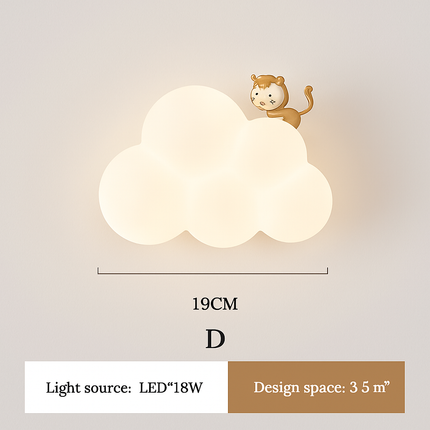 Applique murale LED enfant avec motifs singe, lapin et nuage — LZ4P9XQ